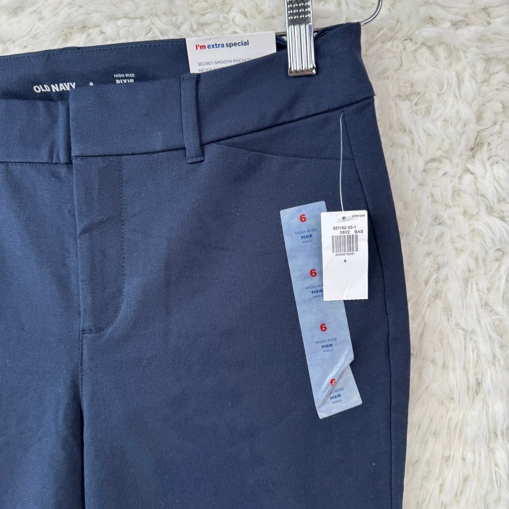 Old Navy Pixie High Rise Pants 6 Navy Blue Business Casual Professional Ankle - Picture 4 of 9